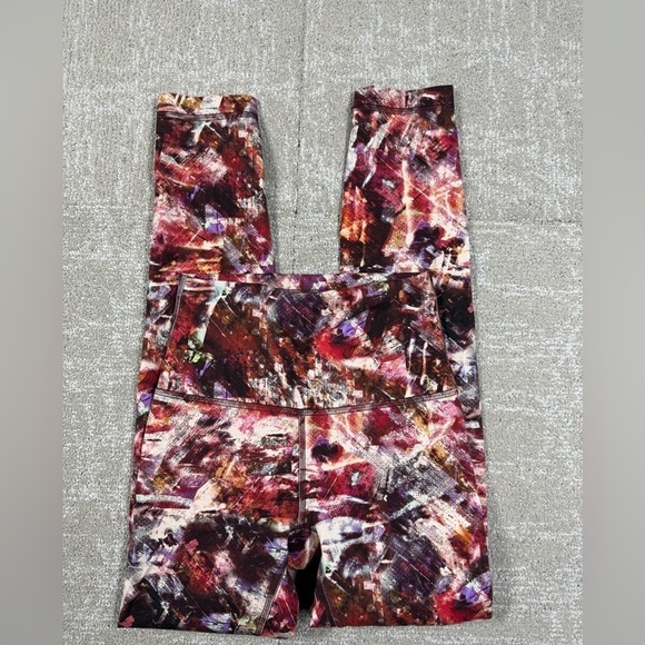 lululemon athletica Pants - Lululemon Wunder Train HR Tight 25” Everlux LW5CQOS Pink Print Size 2
